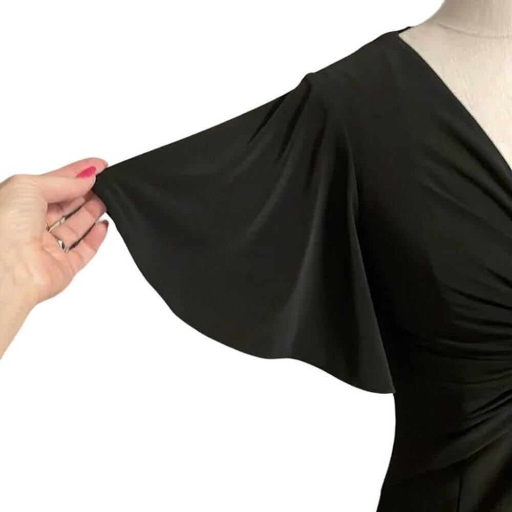 Adrianna Papell V-Neck Twist Knot Flutter Sleeve Petite Dress — Size 4P - Picture 6 of 9